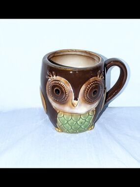 Burton+Burton Brown and Green Owl Ceramic Mug